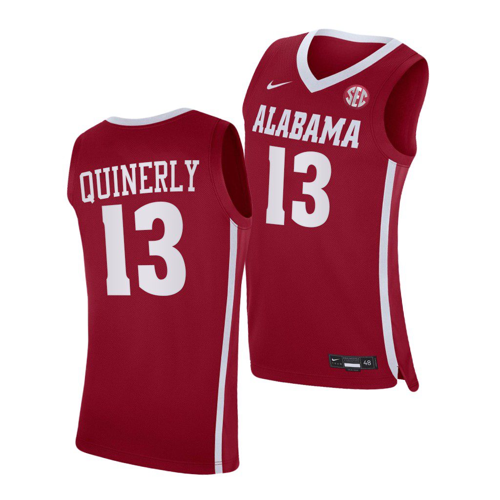 Men's Alabama Crimson Tide Jahvon Quinerly #13 2021-22 Red NCAA College Basketball Jersey